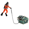 Miniatyrbillede 5 af 5: Skattejæger Dykker Dekoration Til Akvarium Fisketank Orange