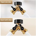 Miniatyrbillede 5 af 5: No 3/4 Tomme 2-vejs Splitter Messing Vandslangehane Hurtigkobling, Hanekobling Dobbelt Hanekobling Adapter Havehanekobling Med Individuelle On/off Ventiler, Ga
