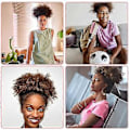 Miniatyrbild 5 av 5: Scrunchies Justerbara Glidande Svarta Hårsnoddar i Satin för Tjockt Lockigt Naturligt Hår & Långa Afro Hästsvansfrisyrer 5 st