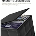 Miniatyrbild 5 av 5: Kvadratisk läder servettbehållare - Elegant enfärgad servettbehållare med magnetisk bas och PU-läder exteriör för byrå, bil - Svart