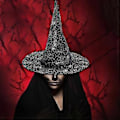 Miniatyrbild 5 av 5: Halloweenhatt Bärbar Tyg Skräckinjagande Spindelnät Häxhatt För Maskerad