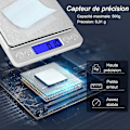 Miniatyrbild 2 av 5: Amir Digital Köksvåg, 500g Mini Sleeve Pearl Vågskala, Matlagning Matvåg, Bakgrundsbelyst Lcd-display, 2 Brickor, 6 Enheter, Automatisk Avstängning, Tara, Pcs, St