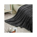 Miniatyrbillede 3 af 5: Super blød flanneldyne, mikrofiber af høj kvalitet, mørkegrå 127 x 178 cm, hyggelig og varm, velegnet til alle årstider