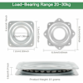 Miniatyrbilde 2 av 5: 360 graders dreieskive 6 stykker metall Lazy Susan dreieskive Lazy Susan TV dreieskive 4 firkantet dreieskive kulelager dreieskive for kontormøbler，3