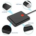 Miniatyrbild 5 av 5: Bärbar Usb 2.0 Smart Card Reader & ID Bankkortläsare Dubbelkortplatsdesign För Windows Linu