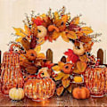 Miniatyrbillede 4 af 5: Glasgræskar oplyst med ornamenter LED-lys til midterstykke Thanksgiving Halloween Efterårsdekoration L