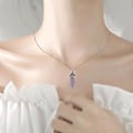 Miniatyrbild 3 av 5: Kristall Hexagonal Läkningspunkt Ametist Hänge Skuret Hängsmycke Halsband
