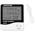 Miniatyrbild 1 av 4: Htc-2 Inomhus Utomhus Hygrometer Digital Temperatur Luftfuktighetsmätare Termometer Väderstation Klocka Alarm Väggsensor Sond