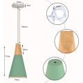 Miniatyrbillede 5 af 5: Moderne enkel loftslampe i metal og træ med justerbar lampeskærm - DIY-pendellampe i grøn