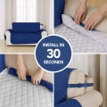 Miniatyrbilde 4 av 5: 1 Seater Sofa Cover for Living Room Quilted Sofa Throw Sofa Protector 116x190cm Blå