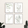 Miniatyrbild 2 av 5: Botaniska växtvägg konsttryck - Set med 4 växtvägg dekortryck Blommigt kök Blommor Blad Väggkonst Boho Blad Eukalyptus