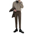 Miniatyrbild 2 av 5: Långärmad herrskjorta bomullsblandning button down nedvikt krage ledig skjorta för vår höst Khaki L