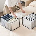 Miniatyrbillede 2 af 5: 2 stk. store skuffer arrangører, 7 gitter foldbare jeans opbevaringsarrangør med rum, vaskbare mesh skuffe dividers til tøj,
