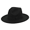 Miniatyrbilde 2 av 5: Ny ullhatt jazzhatt retro svart ullen jazzhatt flat brem stor brem hatt
