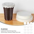 Miniatyrbild 2 av 5: Rund Form Läcksäker Pappersfilm Kaffe Spillskydd Packning Läcksäkra Pappersfilmer, Mjölkteförsegling för 7-9,5 cm Kopp
