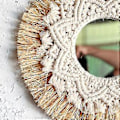 Miniatyrbilde 2 av 5: Nordisk Halmvevd Hotell Bed and Breakfast Vegg Boho Dekor Håndvevd Speil Veggdekorasjon Makrame