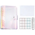 Miniatyrbillede 1 af 5: A6 Budget Binder Cover med 12 stk. 6-hullers kontantkuverter, klare løsbladsposer med farverig regnbue