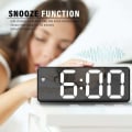 Miniatyrbild 4 av 5: Spegelväckarklocka, digital väckarklocka med datum/temperatur/snooze/2 larm/USB-laddningsport LED-display, för resor sovrum kontor kök