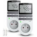 Miniatyrbild 1 av 5: Digitala programmerbara uttag (2-pack) med daglig/veckovis digital timer, LCD-display, stöldskyddsläge, energibesparing, 16A/3680W max
