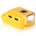 Miniatyrbilde 1 av 5: USB Adapter Lader For De-walt 20v Batteri, Dobbel USB Lader & 12v DC Port & LED Arbeidslys - Repl