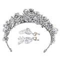 Miniatyrbillede 3 af 5: Rhinestone Prinsesse Tiara med Hængeøreringe - Elegant Legeringskrone til Fester og Begivenheder