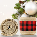 Miniatyrbild 4 av 5: 1 st julburlap presentförpackningsband, rutig tygburlap, presentinslagning, presentrosetter, 2,48 x 220,47 tum