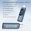 Pikkukuva 3 / 5: USB C OTG -sovitin Type C - USB Type-C 40Gbps 240W Digitaalinen näyttö OTG -sovitin Tiedonsiirtoadapteri Harmaa