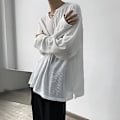 Miniatyrbild 2 av 5: Långärmad T-shirt för män V-ringad Trendig Minimalistisk Casual Topp för Män för Daglig Utomhusbruk Vit L