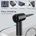 Miniatyrbild 4 av 5: Tryckluftsdammsugare, 6000MAh sladdlös elektrisk luftdammsugare USB-uppladdningsbar tangentbordsrengöring för dator, bil, hushåll