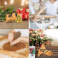 Miniatyrbilde 5 av 5: 8 stk./sett 3D former i rustfritt stål med juletre, snømann, slede og elg, bakeform for julefest