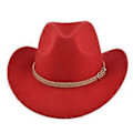 Miniatyrbillede 1 af 5: Filthat retro imitation fårehat cowboyhat bælte uldhat national hætte retro jazzhat
