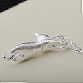 Miniatyrbild 5 av 5: Katthalsband Matt Silver Katt Hänge Nyckelbenshalsband/bl