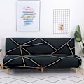 Miniatyrbild 1 av 5: Armlös Futon Soffskydd - Halkskydd, Fällbar, Stretchig, Armlös, Skyddande Överdrag för 2-Sits Armlös Soffa (Svart/Guld) 155-185 HI