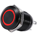 Miniatyrbillede 3 af 5: Bil 12mm LED-lys Momentary Trykknap Rocker Switch Sort Hus 2A