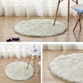 Miniatyrbild 2 av 5: Faux pälsfårskinn matta Faux fleece stolsöverdrag sittdyna mjuk fluffig lurvig matta för vardagsrum sovrum soffa golvmattor (vit, 9