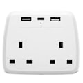 Pikkukuva 1 / 3: Tuplapistorasia-adapteri - Pistorasia-adapteri 3 USB-portilla UK 13a
