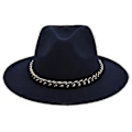 Pikkukuva 1 / 5: Eurooppalainen ja amerikkalainen villainen brittiläinen retro jazz-hattu, joka sopii kaikkeen, retro iso lierihattu, iso kultaketju, musta silinterihattu