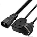 Pikkukuva 2 / 5: IEC320-C14 Uros - UK 13A+EU4.8mm Naaras Adapterijohto Y-jakaja Virtajohto