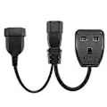 Miniatyrbillede 3 af 5: IEC320-C14 Han til UK 13A+EU4.0mm Hun Strømforsynings Konverter Kabelledning