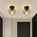 Miniatyrbillede 2 af 5: 2 stk. Retro loftslampe i metal, geometrisk bur, loftslampe til indendørs brug, sort hængelampe
