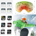 Miniatyrbilde 2 av 5: OTG Skibriller, Skimaske Anti-dugg og Vindtette Briller for Menn, Kvinner og Ungdom, UV 400 Beskyttelse, Avtakbare Sfæriske Briller Røde