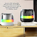 Pikkukuva 4 / 5: Bluetooth-kaiutin RGB-värivaloilla, Bluetooth 5.3 Subwoofer HiFi-äänellä, kannettava langaton kaiutin tukee USB-muistitikkua kotiin ja ulkokäyttöön, valkoinen