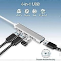 Miniatyrbilde 4 av 4: 4 Port USB Hub 3.0 Splitter Aluminiumlegering USB Dokkingstasjon Splitter