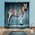 Miniatyrbillede 1 af 5: Bruseforhæng Zebra 100% Polyester 3D Badeforhæng Vandtæt Anti-Mould Badeforhæng med Kroge Badeforhæng (zebra, 180X180cm