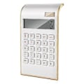 Miniatyrbillede 1 af 5: Lommeregner, slankt elegant design, kontor-/hjemmeelektronik, dobbelt drevet bordregner, solenergi, 10 cifre, vippet LCD-display, skråt design