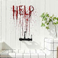 Miniatyrbillede 4 af 5: Hjælp Breve Halloween Vægsticker Gyser Pvc Rød Blodig Baggrund Sticker Hjem Dekoration