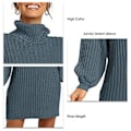 Miniatyrbild 5 av 5: Tröjklänningar Hög Krage Långa Lyktärmar Pullover Ledig Lös Klänning för Kvinnor Disblå M