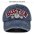 Pikkukuva 3 / 5: BOSTON retro kolmiulotteinen kirjonta baseball-lippis 3D-applikointikirjonta pesty ja vanha aurinkolippa
