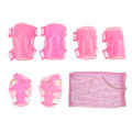 Miniatyrbild 2 av 8: 6 st / set rullskridsko skyddsutrustning justerbar knä armbåge handflata skydd för 6-18 år gammal rosa