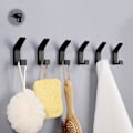 Miniatyrbild 1 av 9: Handdukshållare utan borrning Handdukskrok Väggmontering 6-pack Självhäftande krokar för badrum Handduksklädhängare Väggkrok Aluminium Rostfri (Svart)